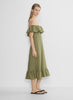 Off-the-shoulder linen midi dress