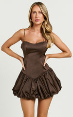Lioness - Dollhouse Mini Dress in Coffee
