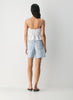 Striped linen slim-fit camisole with peplum hem