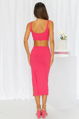 Khloe Midi Dress Hot Pink