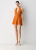 Nightscape Linen Halter Micro Dress-mesa orange