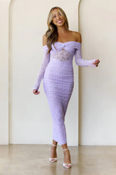 Raegan Mesh Midi Dress Lilac