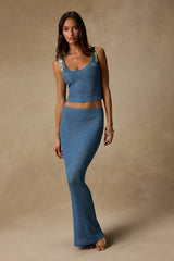 Sea Glass Blue Lurex Maxi Skirt Swim Cover-Up