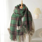 Korean Style Plaid Cashmere Pashmina Wrap Scarf - Winter Warm and Thick