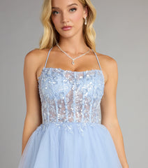 Elodie Floral Embroidered Mesh Skater Dress