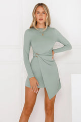 Slay Standard Long Sleeve Mini Dress Sage