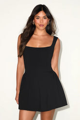 Roetta Black Sleeveless Pleated Mini Dress