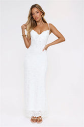 Moonlit Veil Lace Maxi Dress White
