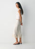 Double satin midi slip skirt with lace trim