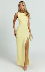 Boat Neck Bodycon Dress in Lemon