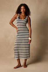 Monaco Cream and Black Striped Midi Swim Cover-Up