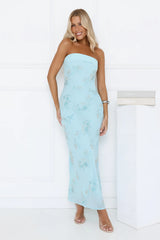 Sparkling Floral Embellished Strapless Maxi Dress