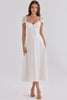white satin + lace midi dress
