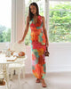 Clara'sHoliday V-Neck Floral PrintLace-Up Maxi Dress