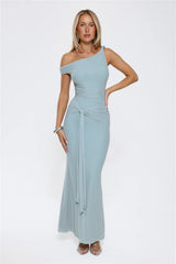 Want The Best Off Shoulder Maxi Dress Blue