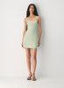 Organic linen halter mini dress-silver sage green