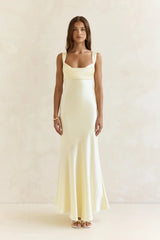 Wish From An Angel Satin Maxi Dress Yellow