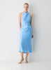 Double satin bias-cut maxi halter dress