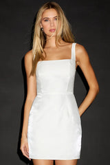 Gorgeous Aesthetic Ivory Taffeta Sleeveless Mini Dress