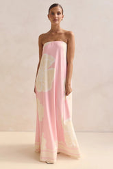 Smocked Printed Tube Maxi Dress