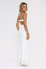 Moonlit Veil Lace Maxi Dress White