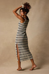 Monaco Cream and Black Striped Midi Swim Cover-Up