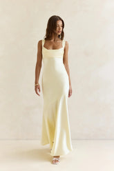 Wish From An Angel Satin Maxi Dress Yellow