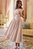 french dove moire satin backless midi dress