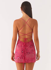 Vietta Sequin Cami Micro Mini Dress - Fuchsia