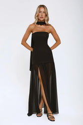Formal Event Strapless Maxi Dress Black