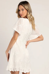 Morning in Mallorca White Eyelet Mini Dress