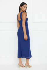Nightlife Chic One Shoulder Mesh Midi Dress Blue