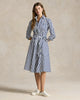 Belted Wide-Stripe Cotton Shirtdress