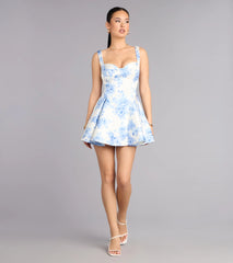 Presley Floral Satin A-Line Mini Dress