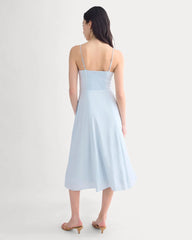 Tie-Neck Dress in Stretch Linen | Skywriting