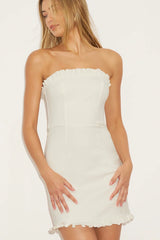 Little Lovely Ivory Strapless Mini Dress