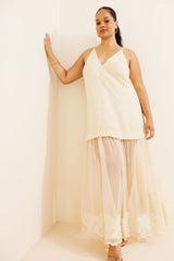 Sleeveless Sheer Linen Maxi Slip Dress