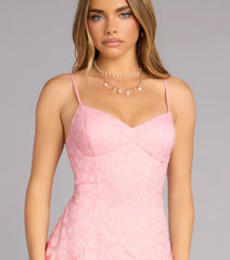 Romantic Notion Glitter Lace-Up Mini Dress