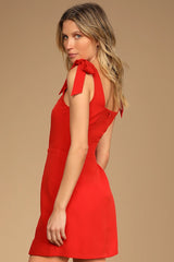 Your Sweetie Red Tie-Strap Mini Dress