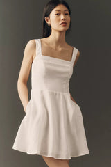 Maeve Linen Square-Neck Mini Dress