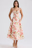 pink peony print cotton bustier sundress