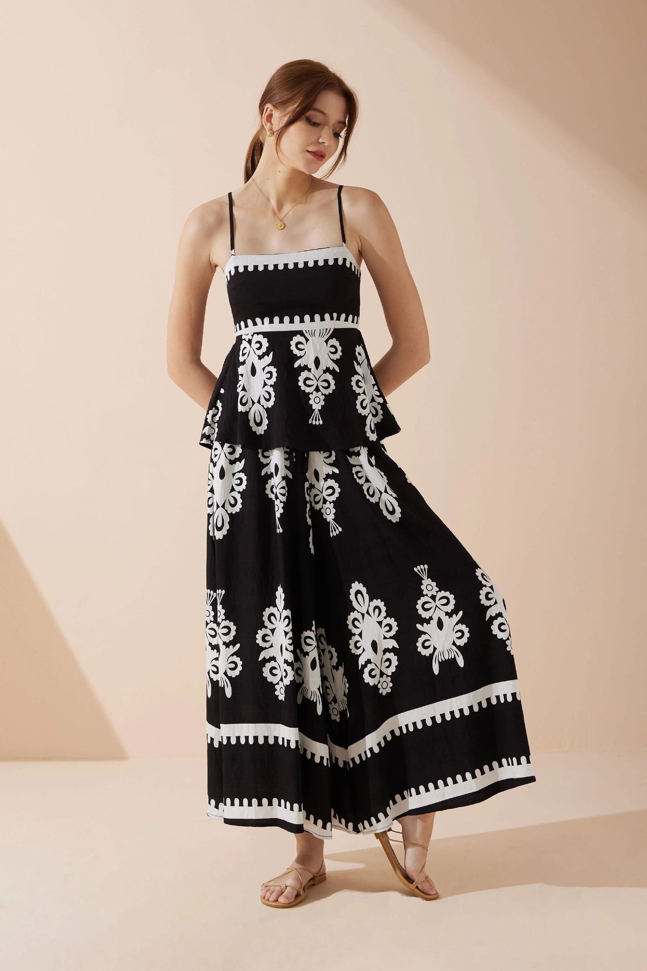 Pankh Hadley Fitted Printed Cami Top and Pant Two-Piece Set