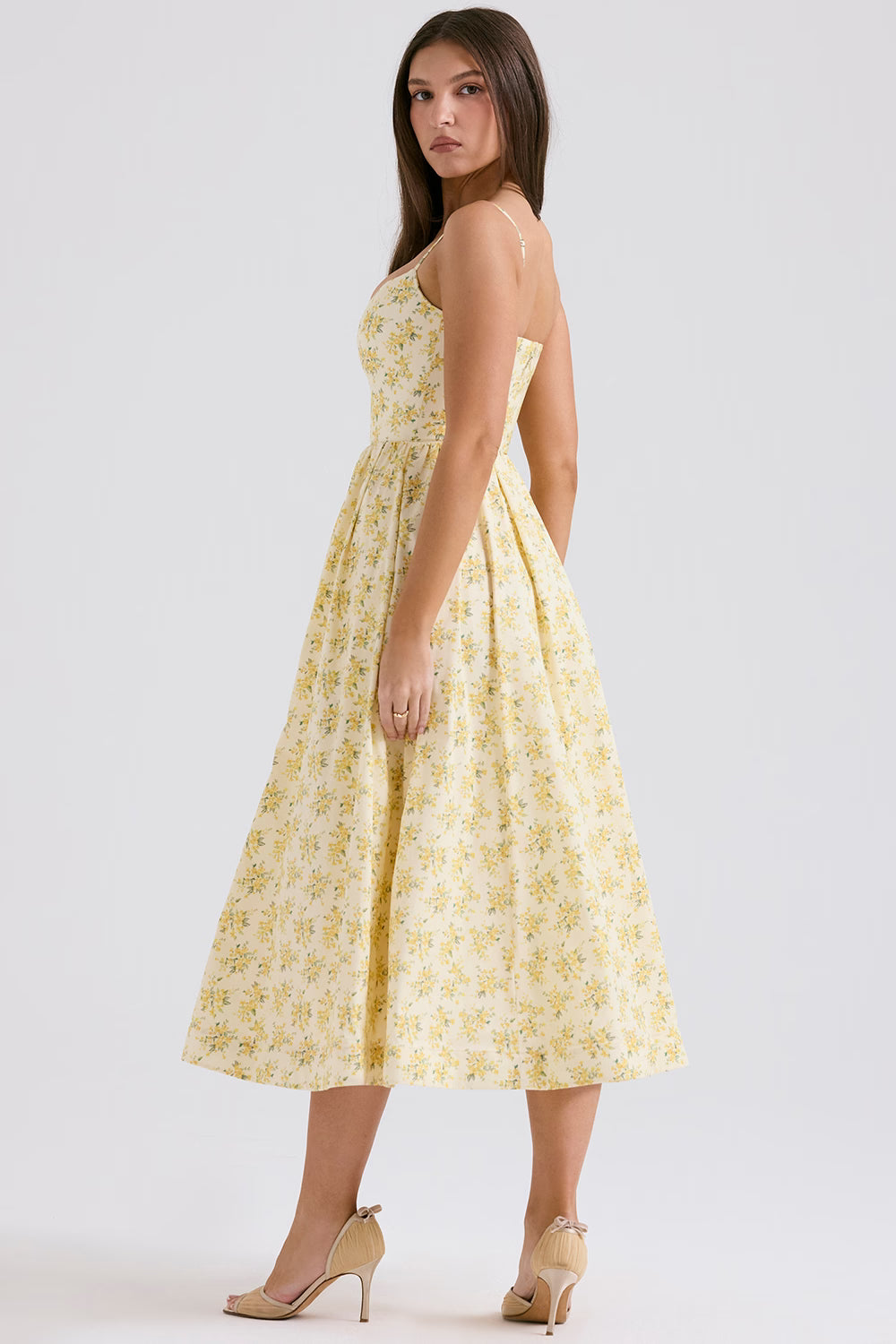 buttercup vintage floral print cotton corset sundress