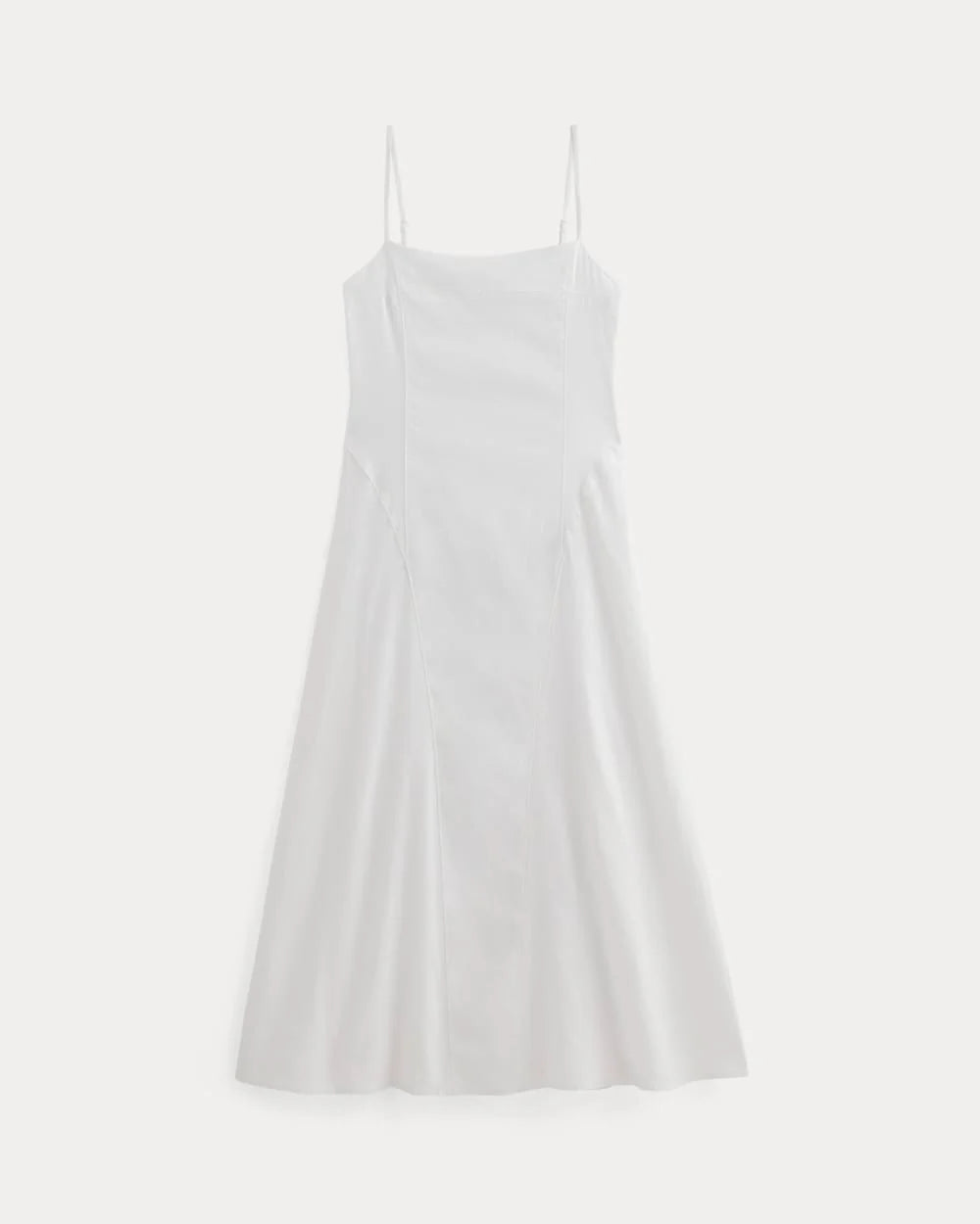 The Seamed Dress in Stretch Linen | White