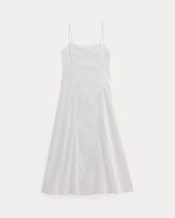 The Seamed Dress in Stretch Linen | White