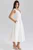 white stretch cotton midi sundress