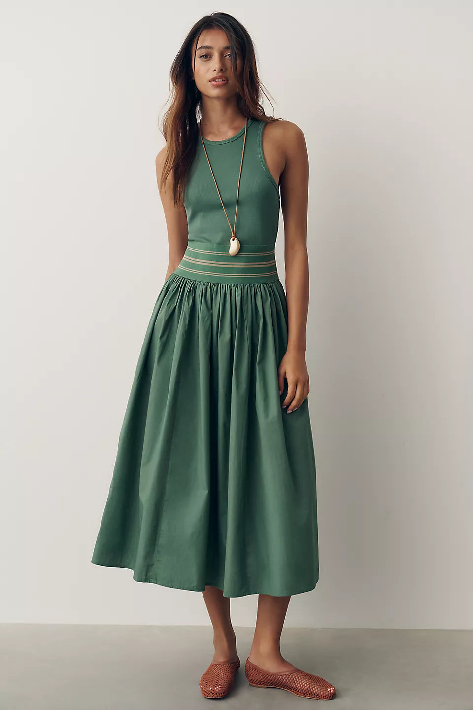 By Anthropologie Banded Twofer Midi Dress