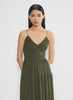 Chiffon tiered V-neck midi dress— dark olive