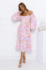 Floral Dream Puff Sleeve Midi Dress Multi