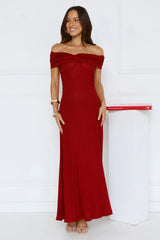 Nikita Off Shoulder Ribbed Maxi Dress Red